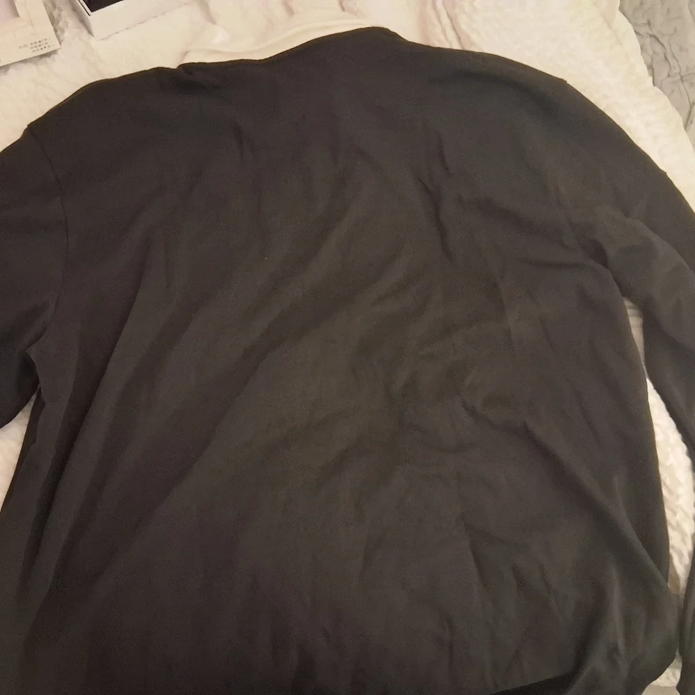 Air Jordan Rugby Black Long Sleeve Polo with White Collar and Red Logos
